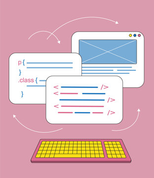 Coding, using HTML and CSS to build a web page. 