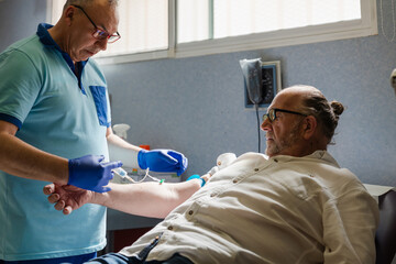 Patient receiving care from medical professional