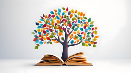 Colorful Books and Trees: Inspiring Visuals Available on Adobe Stock.Captivating Images of Colorful Books and Trees: Find Yours.Colorful books with tree white bacckground
