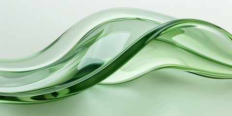 Abstract glassy green liquid. Modern fluid shape, green hues, elegant design, artistic background.