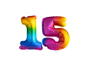 15 years - Multicolor balloon number 15 anniversary. Happy birthday congratulations