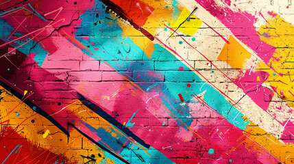 A vibrant background featuring abstract graffiti with bold colors and dynamic shapes, creating an energetic urban vibe