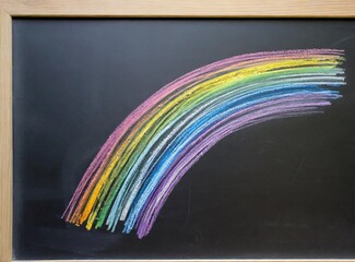 Rainbow draw on a board. Concept of School Education.
