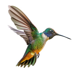 Fototapeta premium Hummingbird in flight isolated on transparent background, cut out