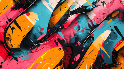 An abstract graffiti background with layered paint drips, bold lettering, and intricate designs, showcasing street art elements