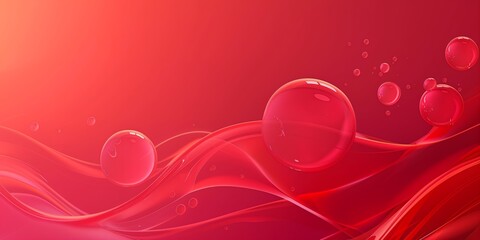 Abstract minimalist wallpaper with red spheres. Red hues, fluid shapes, modern design, background.
