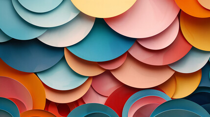 A digital illustration of abstract paper craft with geometric paper pieces arranged in a harmonious and balanced pattern
