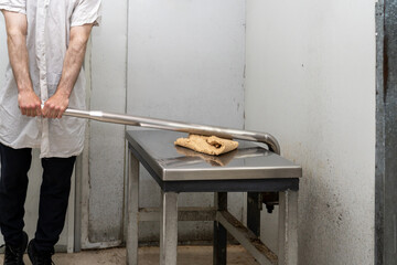 Shmurah Matzah Dough Kneading.Shmurah Matzah Dough Pressing Technique.