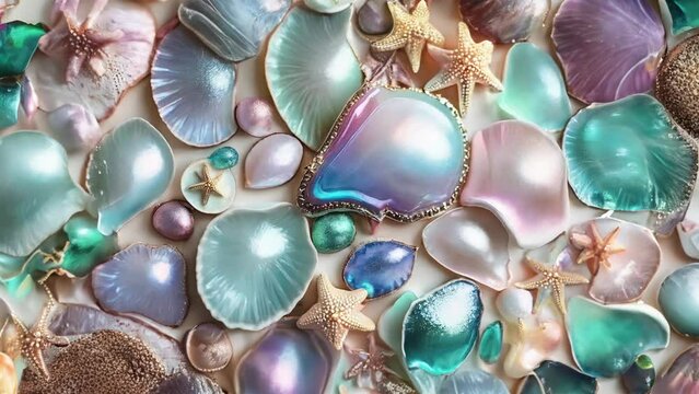 A collection of colorful shells and stones