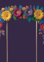 Colorful Flower frame vector