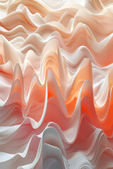 Abstract waves of peach fuzz colour and white hues resembling soft fabric or peach fuzz on a white...