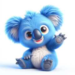 Obraz premium Cute furry teddy koala 3D character on white background