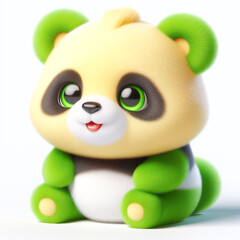 Fototapeta premium Cute furry teddy panda 3D character on white background