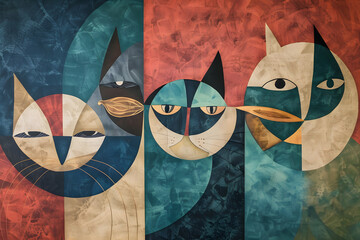 
Abstract retro style illustration made with cat faces
