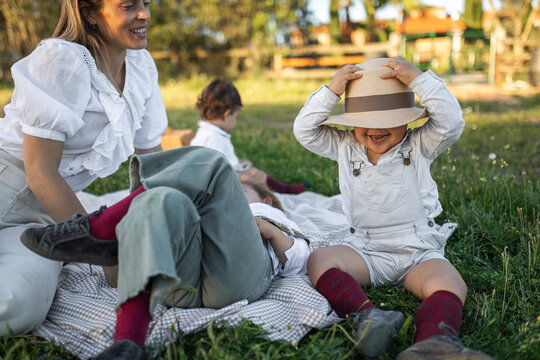 family picnic day in spring