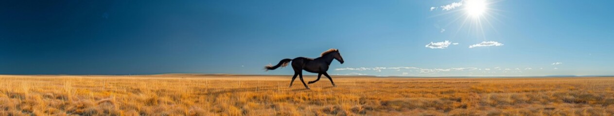 Fototapeta premium Blurry Photo of a Horse Running Through a Field