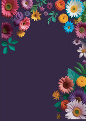 Colorful Flower frame vector