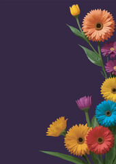 Colorful Flower frame vector