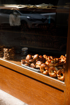 Turkish simit in the window