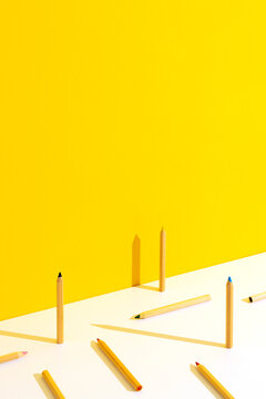 Back to school still life with coloring pencils