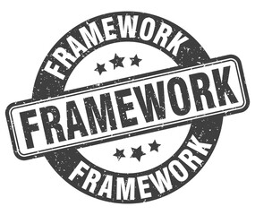 framework stamp. framework label. round grunge sign