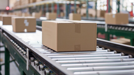 Conveyor Belt With Boxes