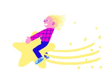 Boy sitting on a star