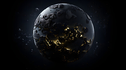 A simple image of the earth, from a close perspective, black background style