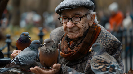Close-Up Portrait of an Elderly Man with a Concerned Expression Holding a Piece of Food