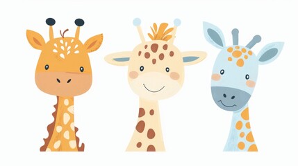 Giraffe. Flat vector illustration of cute animal. Baby nursery art.