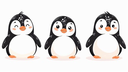 Penguin. Flat vector illustration of cute animal. Baby nursery art.