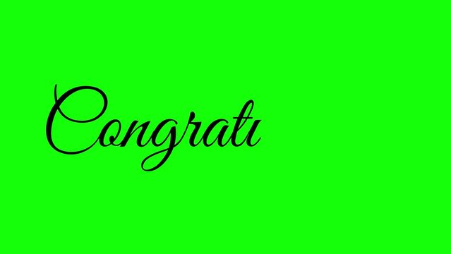 4K Congratulations English handwriting text animation, calligraphy, and script font 2d animation. Suitable for celebrations, events, and your other projects on green screen.