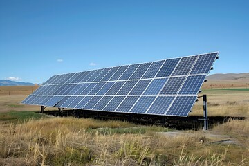 Sleek Solar Power Panels Harnessing Renewable Energy in Countryside Landscape