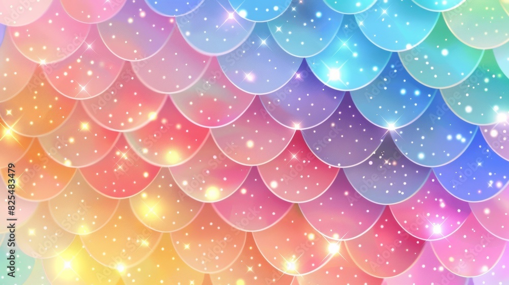 Wall mural abstract background with soft prismatic iridescent rainbow gradient colors mermaid scale pattern the