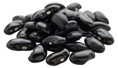 Shiny black beans piled high, cut out - stock png.
