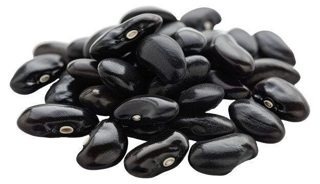 Shiny black beans piled high, cut out - stock png.