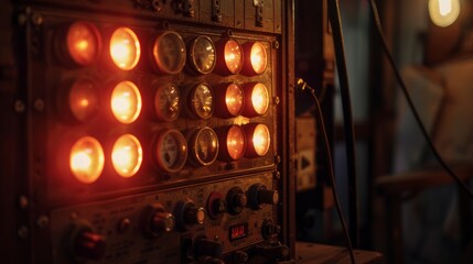 Vintage Industrial Panel With Glowing Lights