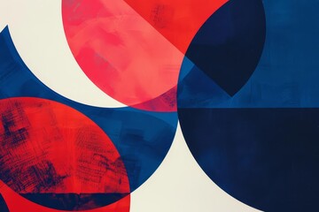 vibrant abstract circle composition contemporary red and blue geometric shapes on white background modern art