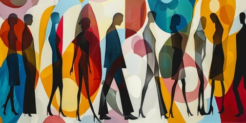 Silhouette of abstract figures and shapes on a clean, contemporary background.