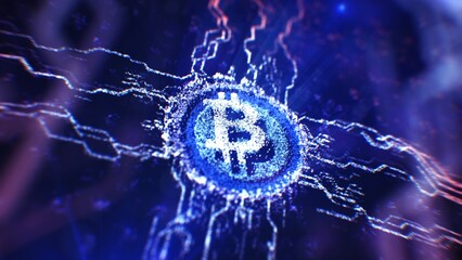 4K Ultra HD image: Futuristic Bitcoin Blockchain Network Digital Background