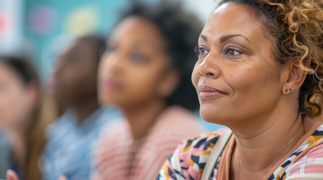 A closeup of teachers participating in a professional development day