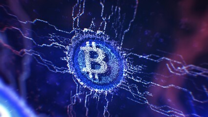 4K Ultra HD image: Futuristic Bitcoin Blockchain Network Digital Background