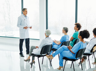 seminar business meeting doctor conference audience presentation education lecture hospital man...