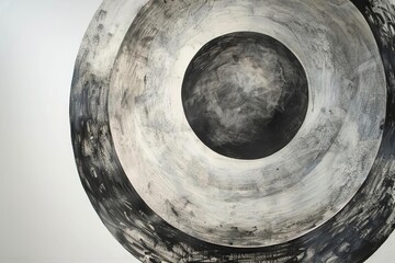 vintage charcoal circular abstract painting with delicate hues blending in circular formations
