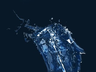 4K Ultra HD image: 3D Animated Spiral Water Flow Render on Blue Abstract Background