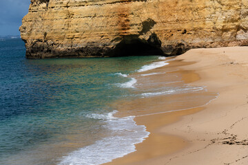 Praia Vale de Centeanes beach, Carvoeiro, Algarve, Portugal. Sunny day