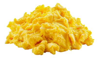 Pile of yellow scrambled eggs, cut out - stock png.