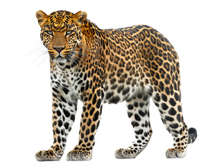 Portrait of a leopard isolated on white background, cut out