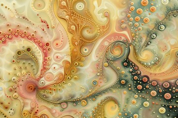 Intricate fractal art with patterns and elements in warm color tones