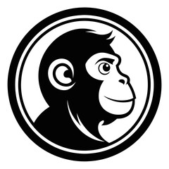 Monkey Icon Vector Illustration in a Circle - High-Quality Design for Any Project